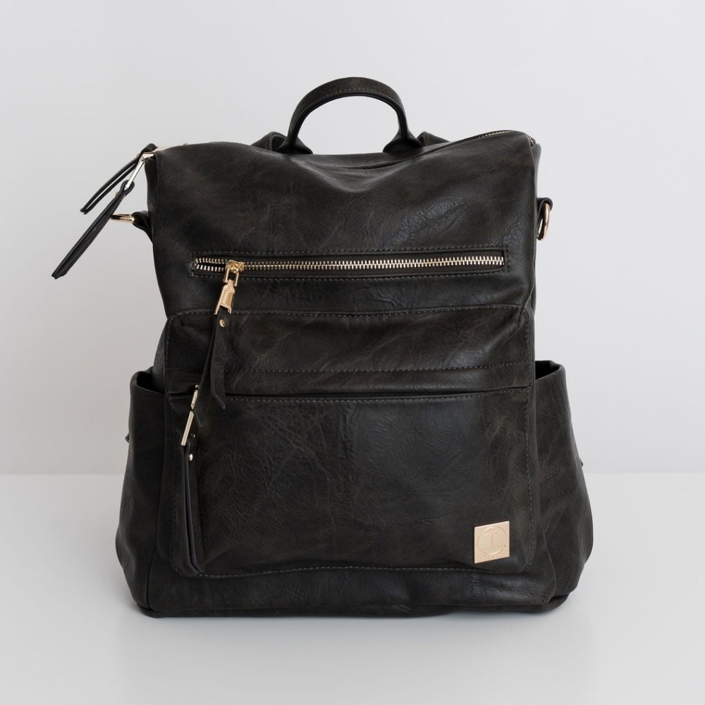 Black Faux Leather Backpack purse